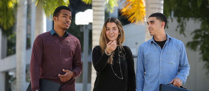 Students walking on campus